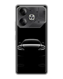 Чехол для TECNO Pova 6 с картинкой «Силуэт Tesla Night»