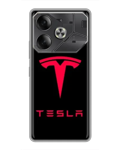 Чехол для TECNO Pova 6 с картинкой «Tesla Red Logo»