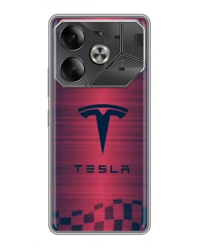 Чехол для TECNO Pova 6 с картинкой «Тесла красный карбон» Чехол для TECNO Pova 6 с картинкой «Тесла красный карбон»