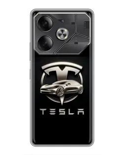 Чохол для TECNO Pova 6 з картинкою «Tesla — срібне авто» Чохол для TECNO Pova 6 з картинкою «Tesla — срібне авто»
