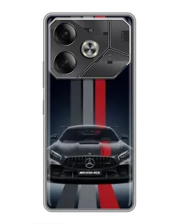 Чехол для TECNO Pova 6 с картинкой «Mercedes — белый карбон»