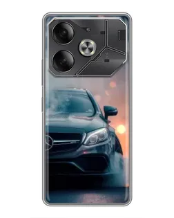 Чехол для TECNO Pova 6 с картинкой «Mercedes — ночной город»