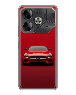 Чехол для TECNO Pova 6 с картинкой «Красный Mercedes AMG»