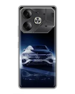 Чехол для TECNO Pova 6 с картинкой «Ночной Mercedes EQ»