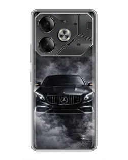 Чехол для TECNO Pova 6 с картинкой «Mercedes в дыму»