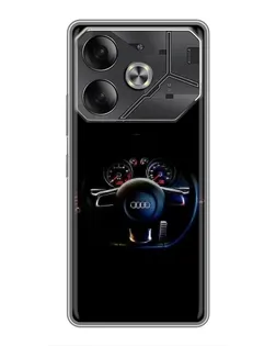 Чехол для TECNO Pova 6 с картинкой «Салон Audi — руль»
