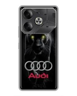 Чехол для TECNO Pova 6 с картинкой «Пантера и Audi»