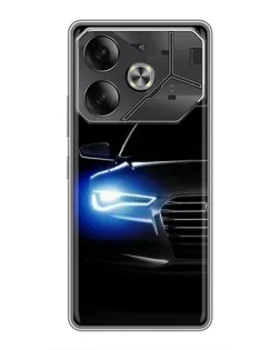 Чехол для TECNO Pova 6 с картинкой «Неоновый взгляд Audi»