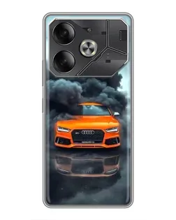Чехол для TECNO Pova 6 с картинкой «Audi в облаках дыма»
