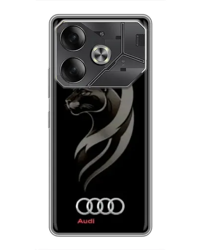 Чехол для TECNO Pova 6 с картинкой «Графика — пантера и Audi» Чехол для TECNO Pova 6 с картинкой «Графика — пантера и Audi»