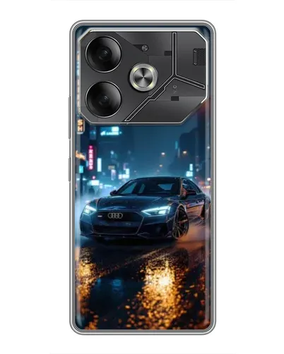 Чехол для TECNO Pova 6 с картинкой «Ночной город и Audi» Чехол для TECNO Pova 6 с картинкой «Ночной город и Audi»