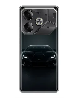 Чохол для TECNO Pova 6 з картинкою «Чорний Lamborghini Aventador»