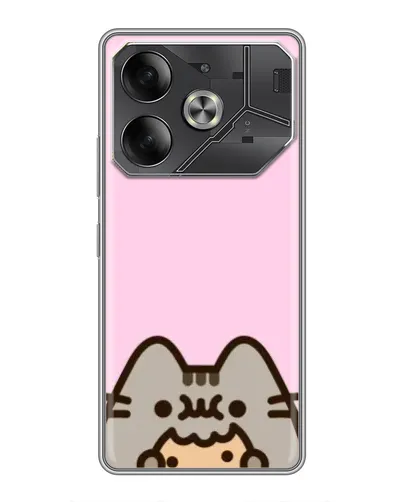 Чехол для TECNO Pova 6 с картинкой «Pusheen и печенье»