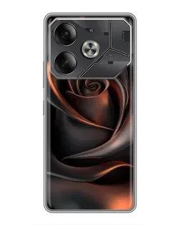 Чехол для TECNO Pova 6 с картинкой «Шелковая черная роза»