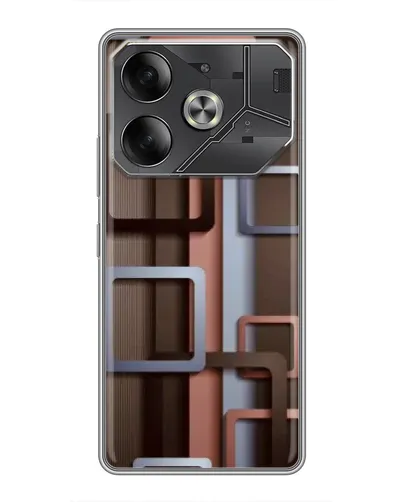 Чохол для TECNO Pova 6 з картинкою «Коричневі об'ємні квадрати» Чохол для TECNO Pova 6 з картинкою «Коричневі об'ємні квадрати»