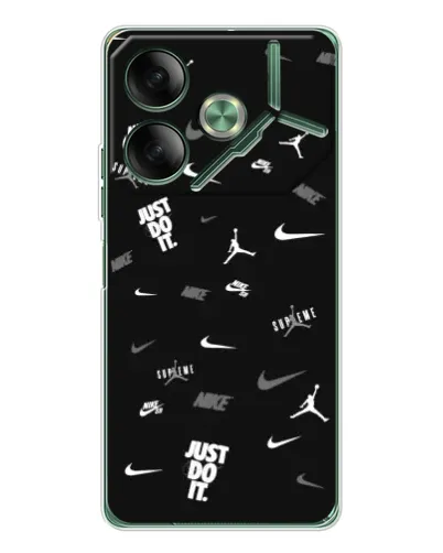 Чехол для TECNO Pova 7 5G с картинкой «Nike Black Pattern»