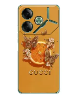 Чехол для TECNO Pova 7 5G с картинкой «Gucci — золотые бабочки» Чехол для TECNO Pova 7 5G с картинкой «Gucci — золотые бабочки»