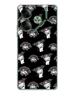 Чехол для TECNO Pova 7 5G с картинкой «Черный паттерн Kuromi»