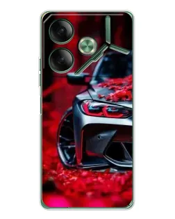 Чехол для TECNO Pova 7 5G с картинкой «Спортивная BMW и цветы» Чехол для TECNO Pova 7 5G с картинкой «Спортивная BMW и цветы»
