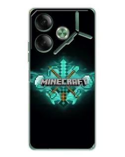 Чехол для TECNO Pova 7 5G с картинкой «Minecraft Diamond лого»
