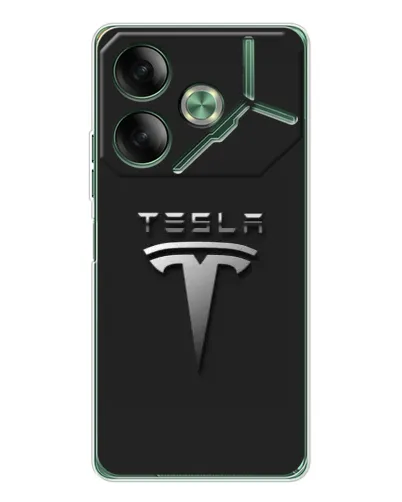 Чехол для TECNO Pova 7 5G с картинкой «Стальной логотип Tesla»