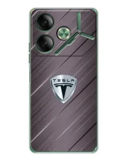 Чехол для TECNO Pova 7 5G с картинкой «Металлическая текстура Tesla»