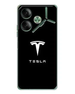 Чехол для TECNO Pova 7 5G с картинкой «Tesla White Logo»