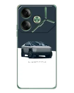Чехол для TECNO Pova 7 5G с картинкой «Серебристый Cybertruck Tesla»