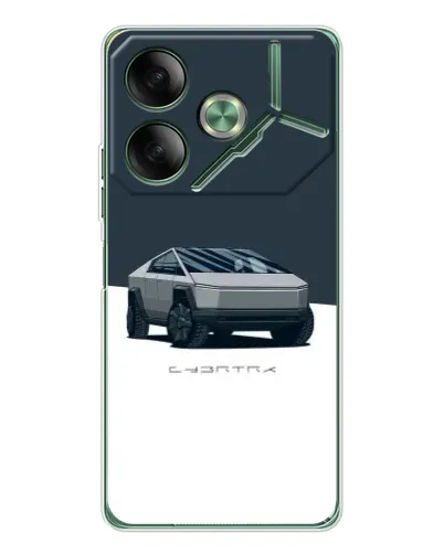 Чехол для TECNO Pova 7 5G с картинкой «Серебристый Cybertruck Tesla»