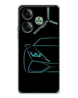 Чехол для TECNO Pova 7 5G с картинкой «Голубой силуэт Lamborghini» Чехол для TECNO Pova 7 5G с картинкой «Голубой силуэт Lamborghini»
