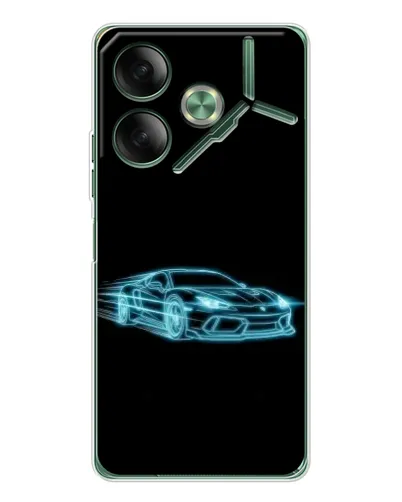Чехол для TECNO Pova 7 5G с картинкой «Неоновый контур Lamborghini»