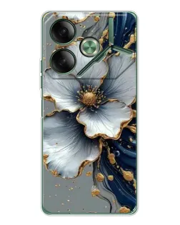 Чехол для TECNO Pova 7 5G с картинкой «Белый цветок и золотой флюид»