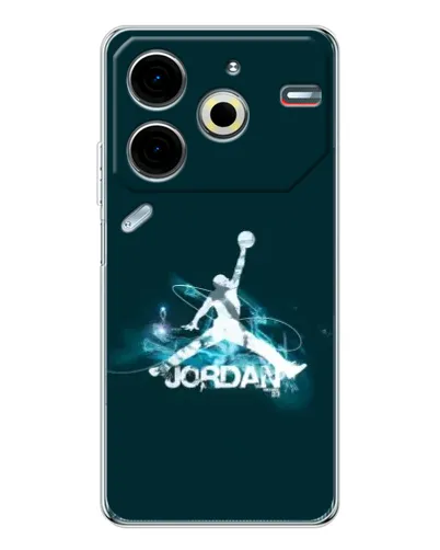 Чехол для TECNO Pova 7 Pro с картинкой «Jordan Blue Fire» Чехол для TECNO Pova 7 Pro с картинкой «Jordan Blue Fire»