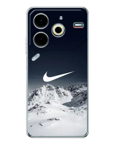Чехол для TECNO Pova 7 Pro с картинкой «Nike — зимние горы» Чехол для TECNO Pova 7 Pro с картинкой «Nike — зимние горы»