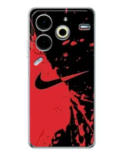 Чохол для TECNO Pova 7 Pro з картинкою «Червоні бризки Nike» Чохол для TECNO Pova 7 Pro з картинкою «Червоні бризки Nike»
