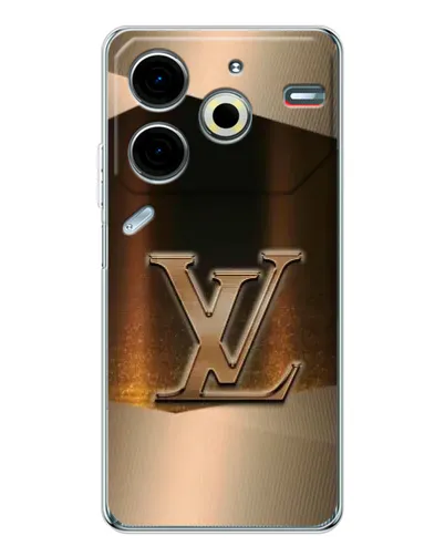 Чехол для TECNO Pova 7 Pro с картинкой «LV — золотое сияние»