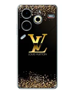 Чехол для TECNO Pova 7 Pro с картинкой «LV — золотые искры»