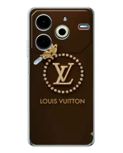 Чехол для TECNO Pova 7 Pro с картинкой «LV — золотая печать»