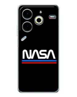 Чехол для TECNO Pova 7 Pro с картинкой «NASA — классика Red Blue»