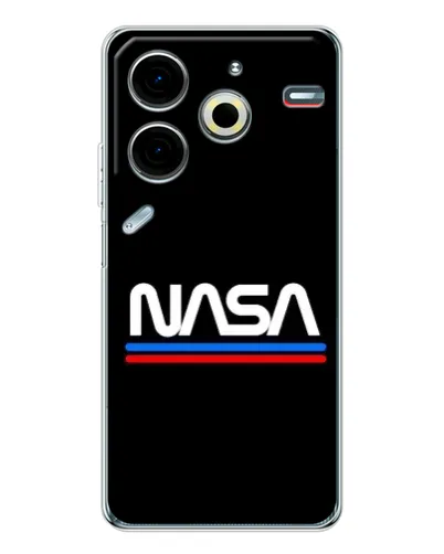 Чехол для TECNO Pova 7 Pro с картинкой «NASA — классика Red Blue» Чехол для TECNO Pova 7 Pro с картинкой «NASA — классика Red Blue»