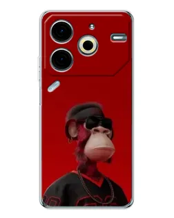 Чехол для TECNO Pova 7 Pro с картинкой «Bored Ape в красном»