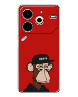 Чехол для TECNO Pova 7 Pro с картинкой «Bored Ape — красный фон»