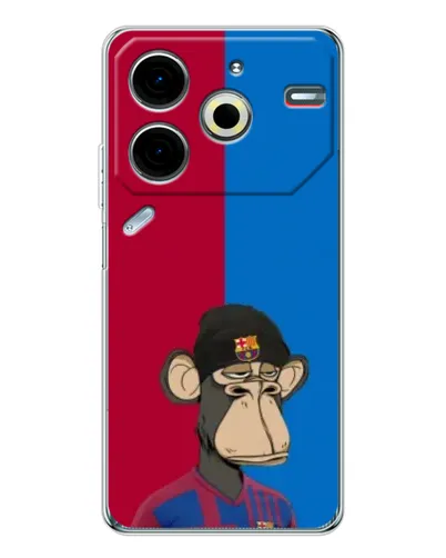 Чехол для TECNO Pova 7 Pro с картинкой «Bored Ape — фанат Барсы» Чехол для TECNO Pova 7 Pro с картинкой «Bored Ape — фанат Барсы»