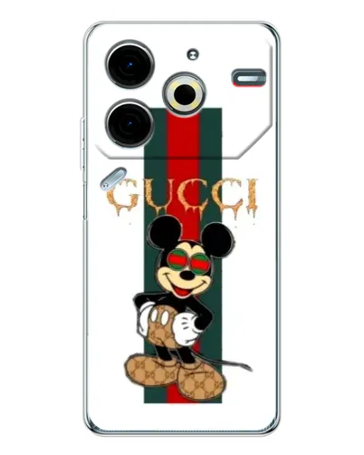 Чехол для TECNO Pova 7 Pro с картинкой «Микки Маус Gucci — полосы» Чехол для TECNO Pova 7 Pro с картинкой «Микки Маус Gucci — полосы»