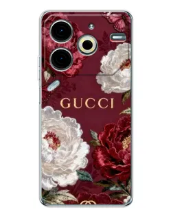 Чохол для TECNO Pova 7 Pro з картинкою «Gucci — бордові троянди» Чохол для TECNO Pova 7 Pro з картинкою «Gucci — бордові троянди»