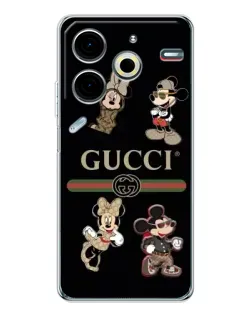 Чохол для TECNO Pova 7 Pro з картинкою «Gucci — герої Disney та монограма» Чохол для TECNO Pova 7 Pro з картинкою «Gucci — герої Disney та монограма»