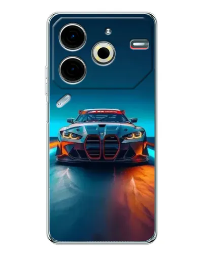 Чехол для TECNO Pova 7 Pro с картинкой «BMW — огни неона» Чехол для TECNO Pova 7 Pro с картинкой «BMW — огни неона»