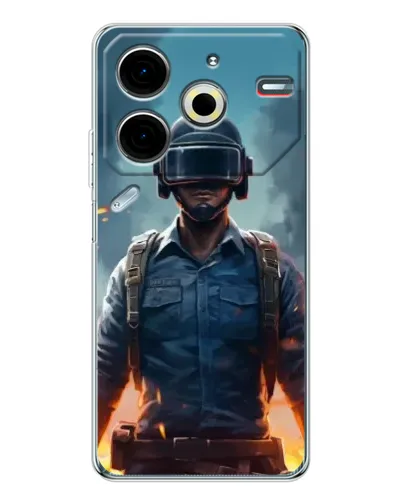 Чехол для TECNO Pova 7 Pro с картинкой «PUBG — реалистичный герой»