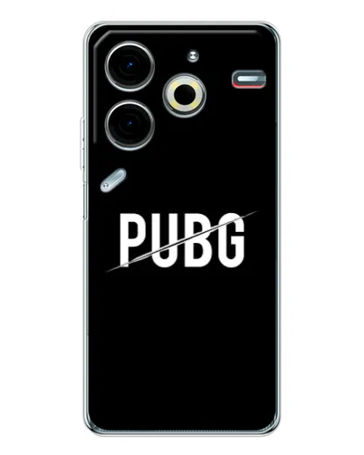 Чехол для TECNO Pova 7 Pro с картинкой «PUBG — белый логотип»