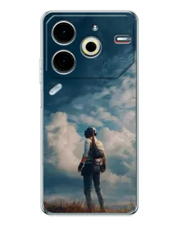 Чехол для TECNO Pova 7 Pro с картинкой «Герой PUBG на скале»